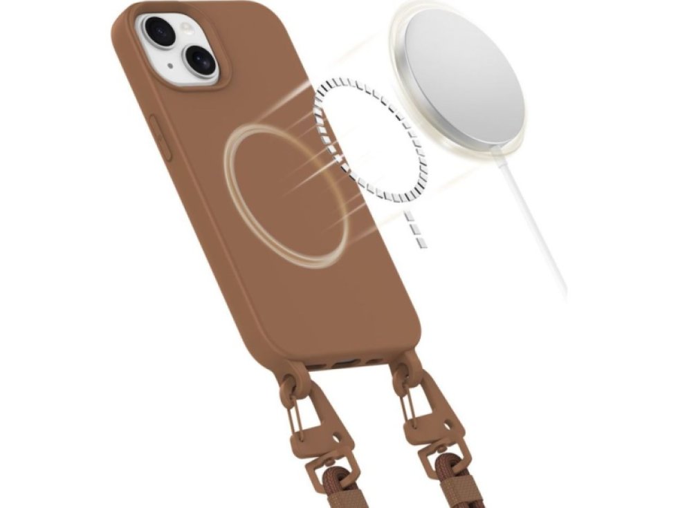Kryt se šňůrkou na iPhone 15 - Tech-Protect, Magnecklace MagSafe Chocolate Brown