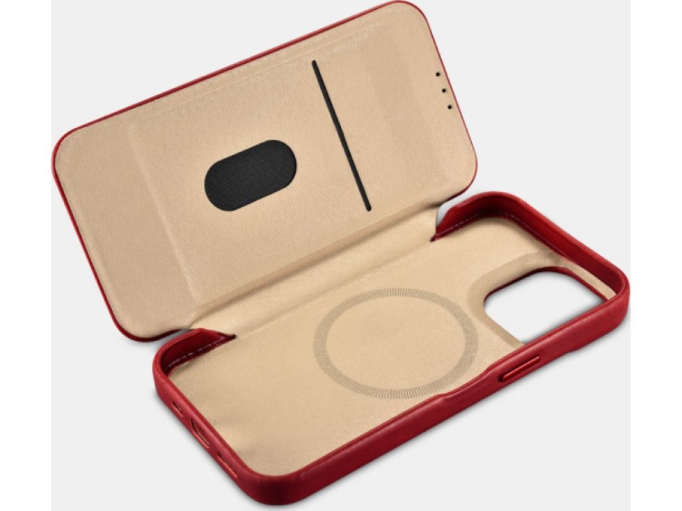Knížkové pouzdro pro iPhone 14 Pro MAX - iCarer, Curved Edge MagSafe Red AKI14220708-RD