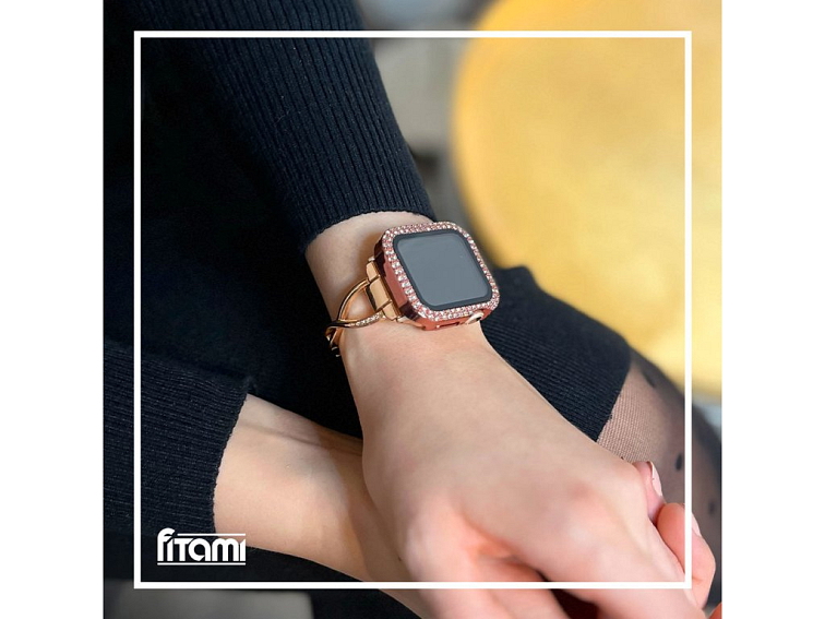 Stylový řemínek s kamínky pro Apple Watch - Rose Gold