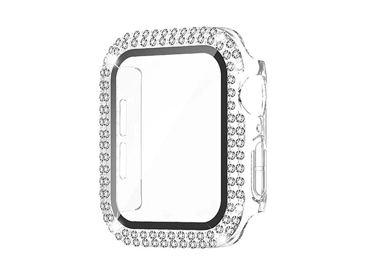 Ochranné pouzdro s tvrzeným sklem a diamanty pro Apple Watch - Čiré