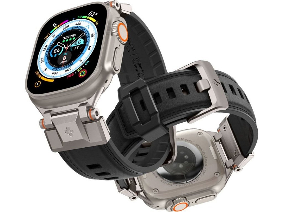 Řemínek pro Apple Watch 44mm / 45mm / 46mm / 49mm - Spigen, Durapro Armor PU Black