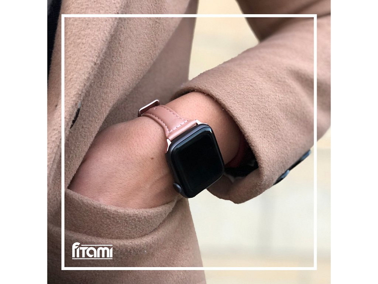 Dámský kožený řemínek pro Apple Watch - Světle růžový