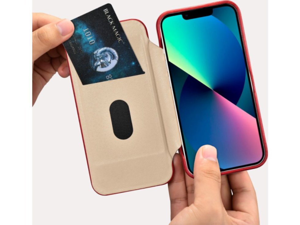 Knížkové pouzdro pro iPhone 14 Pro MAX - iCarer, Curved Edge MagSafe Red AKI14220708-RD