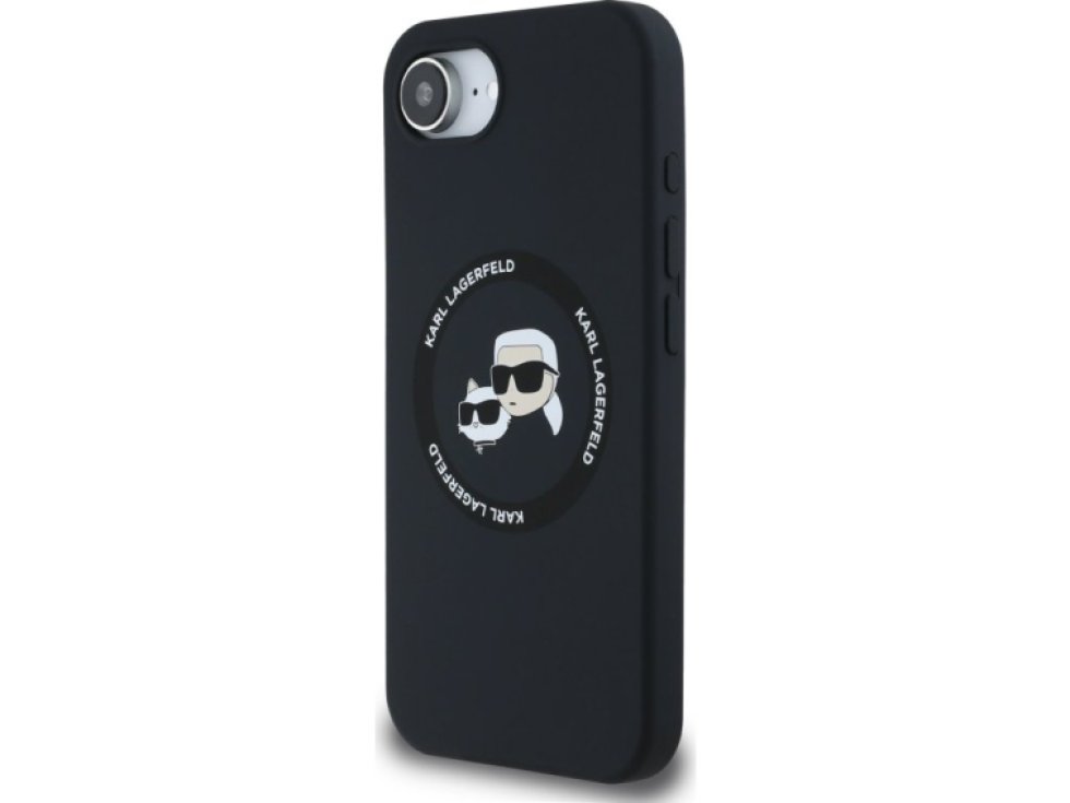 Ochranný kryt na iPhone 16e - Karl Lagerfeld, Silicone K&CH Heads MagSafe Black KLHMPSE4SKCHTCK