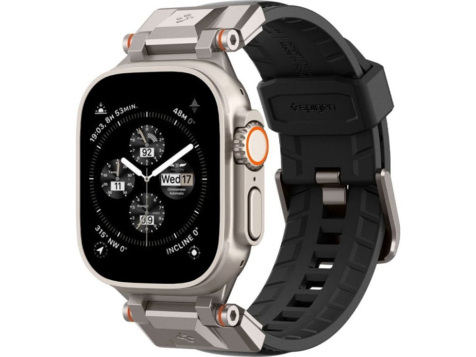 Řemínek pro Apple Watch 44mm / 45mm / 46mm / 49mm - Spigen, Durapro Armor PU Black