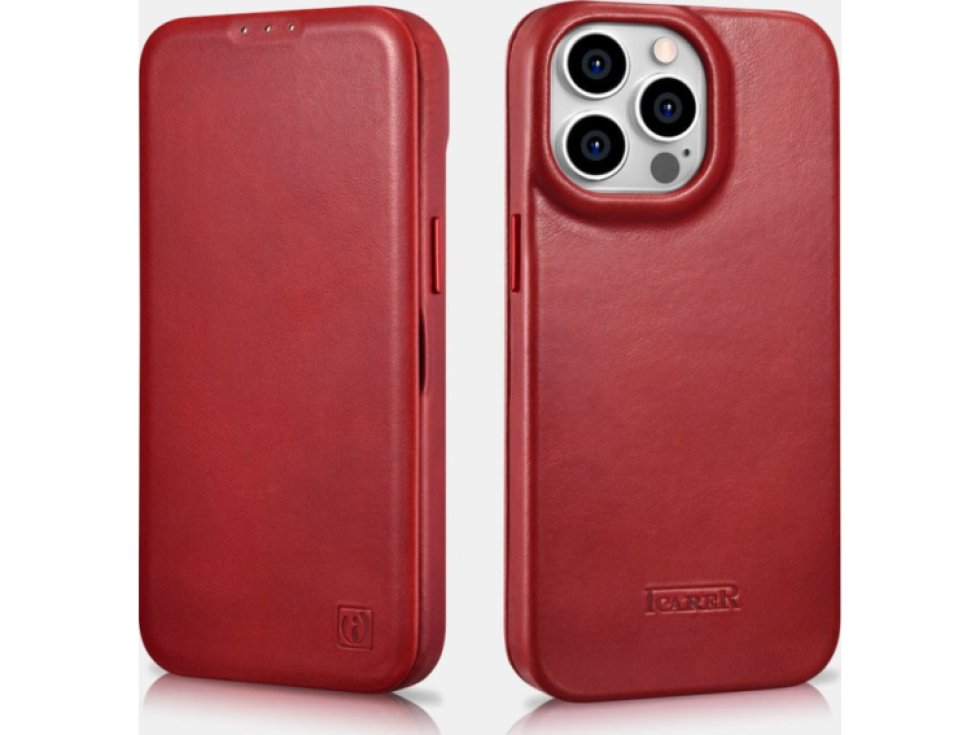 Knížkové pouzdro pro iPhone 14 Pro MAX - iCarer, Curved Edge MagSafe Red AKI14220708-RD