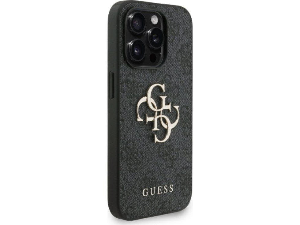 Ochranný kryt na iPhone 15 Pro MAX - Guess, 4G Metal Logo Strap Black GUHCP15XP4GMGSK