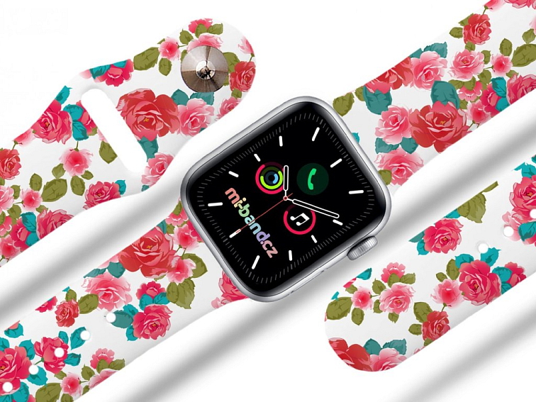 Apple watch řemínek Červené růžičky