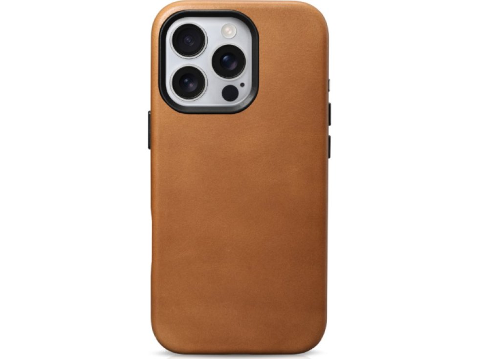 Kožený obal na iPhone 16 Pro MAX - iCarer, OilWax MagSafe Camel 11.01.WMI16240704-TN