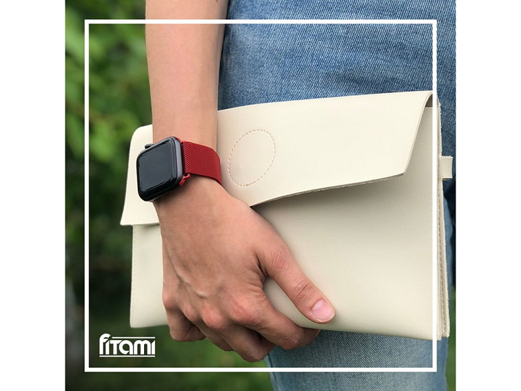 Elegantní řemínek pro Apple Watch v milánském stylu - Červený