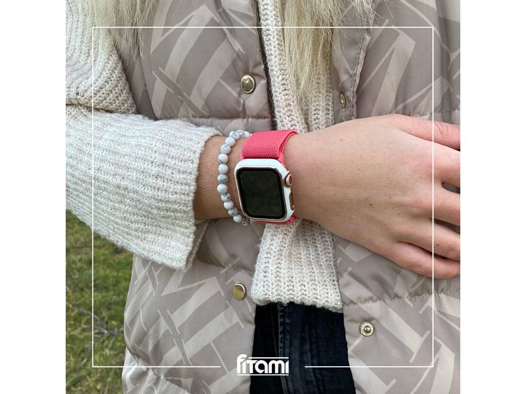 Nastavitelný nylonový řemínek na Apple Watch - Rose Red