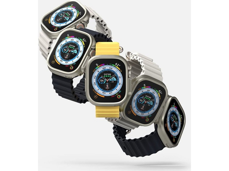 Pouzdro / kryt pro Apple Watch 49mm - Ringke, Slim Clear & Titanium (2ks)