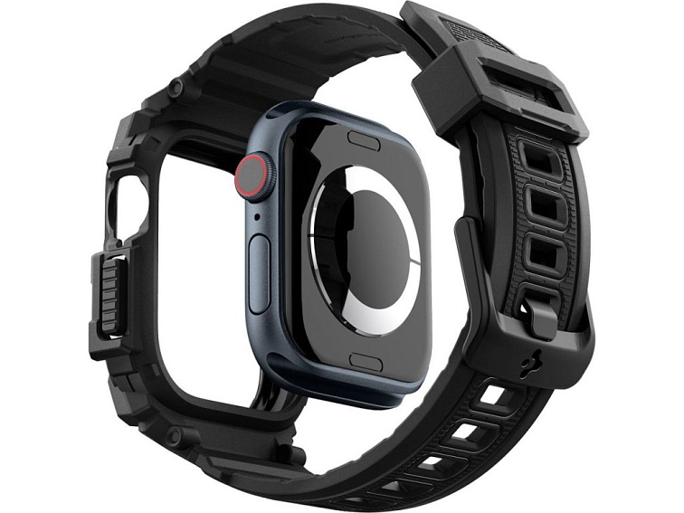 Řemínek s krytem pro Apple Watch 46mm - Spigen, Rugged Armor Pro Navy Black