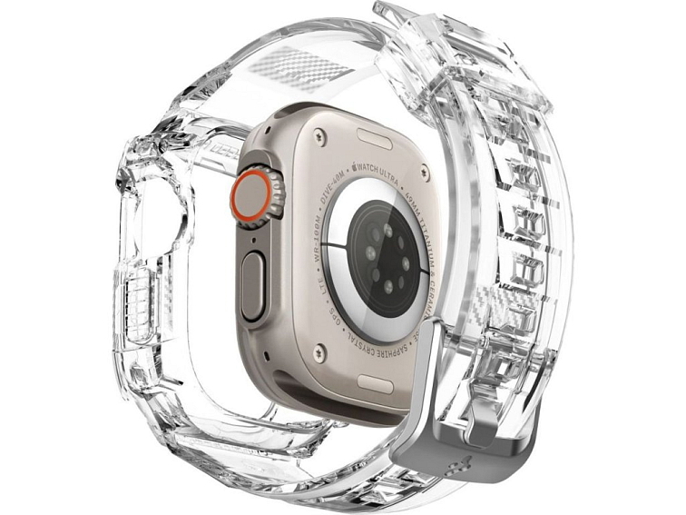 Řemínek s krytem pro Apple Watch 49mm - Spigen, Rugged Armor Pro Crystal Clear