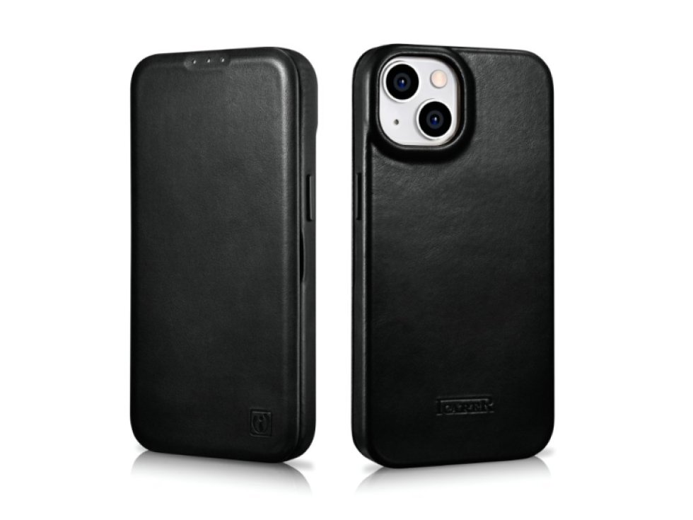 Knížkové pouzdro pro iPhone 14 - iCarer, Curved Edge MagSafe Black AKI14220705-BK