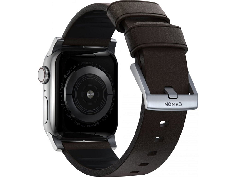 Kožený pásek / řemínek pro Apple Watch 44mm / 45mm / 46mm / 49mm - Nomad, Active Pro Brown Silver