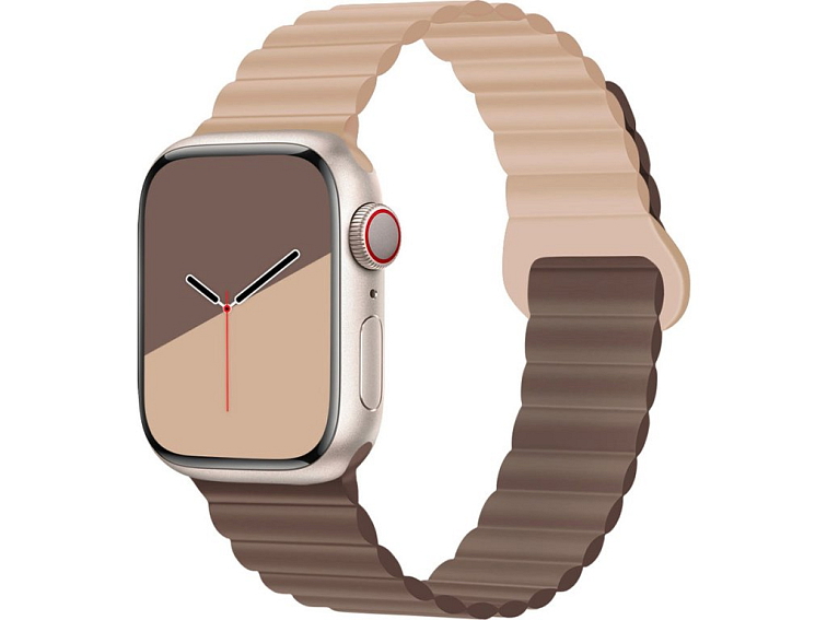 Stylový řemínek s magnetem pro Apple Watch - Čokoládově-béžový