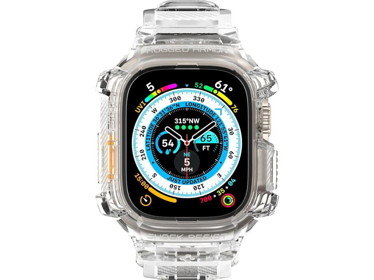 Řemínek s krytem pro Apple Watch 49mm - Spigen, Rugged Armor Pro Crystal Clear