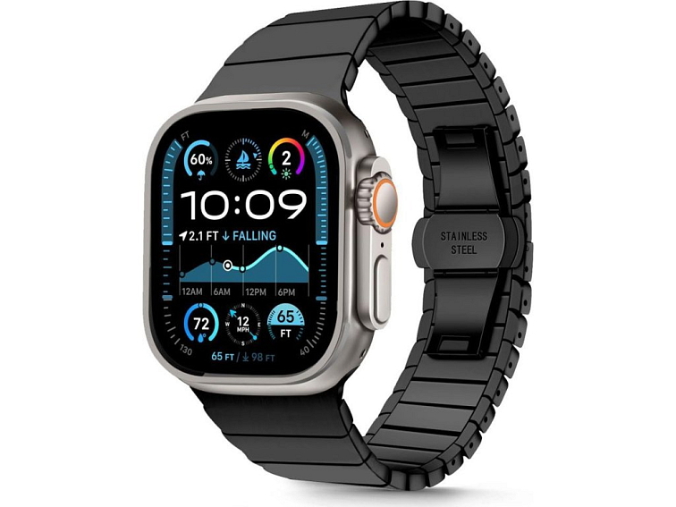 Řemínek na Apple Watch 44mm / 45mm / 46mm / 49mm - Tech-Protect, Stainless Classic Linkband Black