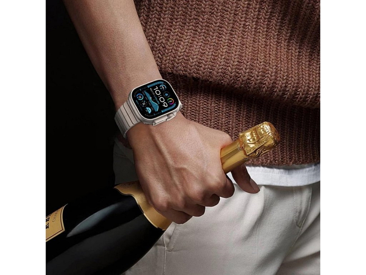 Řemínek na Apple Watch 44mm / 45mm / 46mm / 49mm - Tech-Protect, Stainless Classic Linkband Titanium