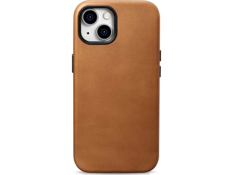 Kožený obal na iPhone 15 - iCarer, OilWax MagSafe Camel WMI15230601-TN