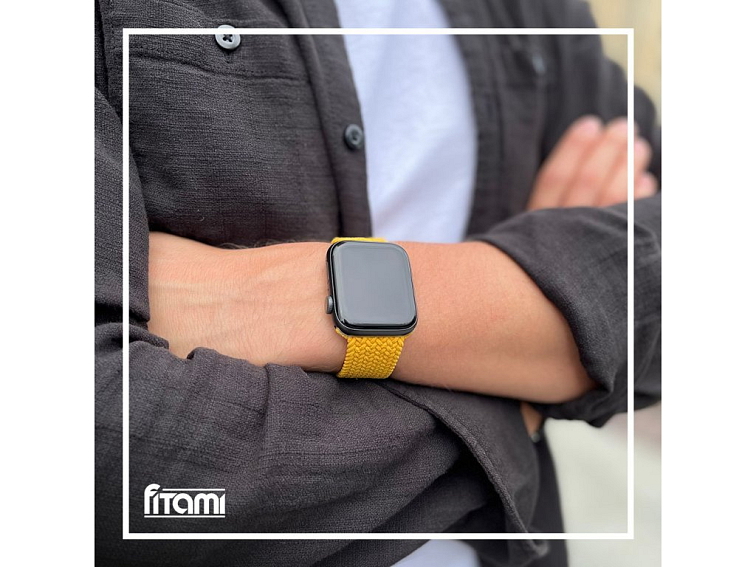 Pletený navlékací řemínek pro Apple Watch - Žlutý