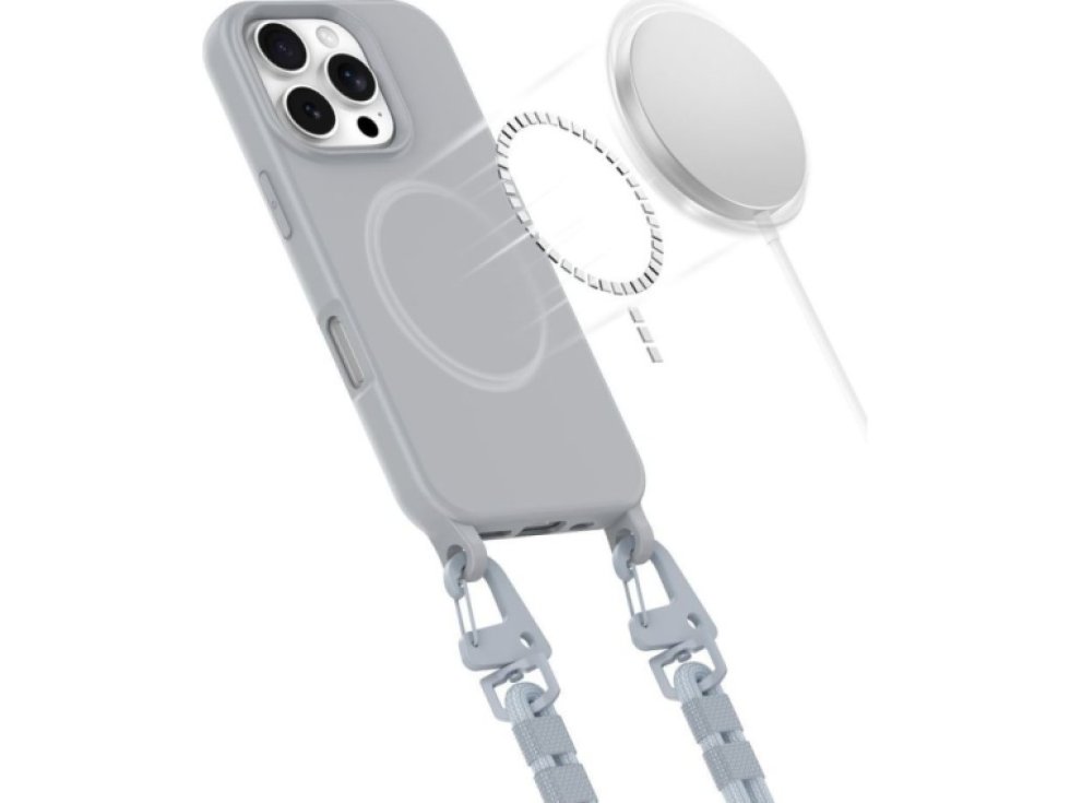 Kryt se šňůrkou na iPhone 16 Pro - Tech-Protect, Magnecklace MagSafe Crayon Gray