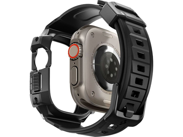 Řemínek s krytem pro Apple Watch 49mm - Spigen, Rugged Armor Pro Black