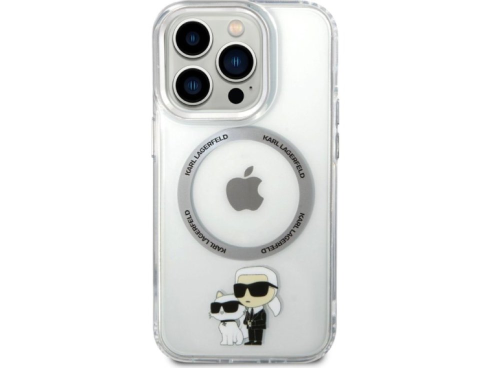 Ochranný kryt na iPhone 15 Pro - Karl Lagerfeld, IML Karl and Choupette NFT MagSafe Transparent KLHMP15LHNKCIT