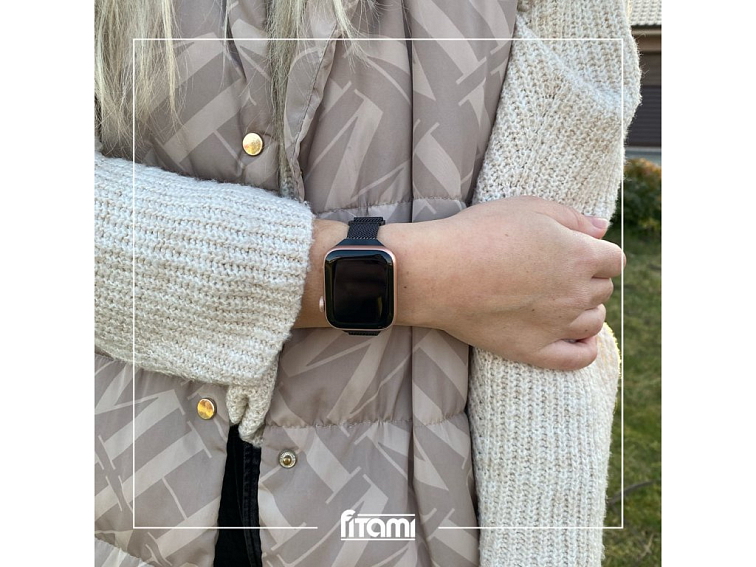 Elegantní dámský řemínek pro Apple Watch v milánském stylu - Černý