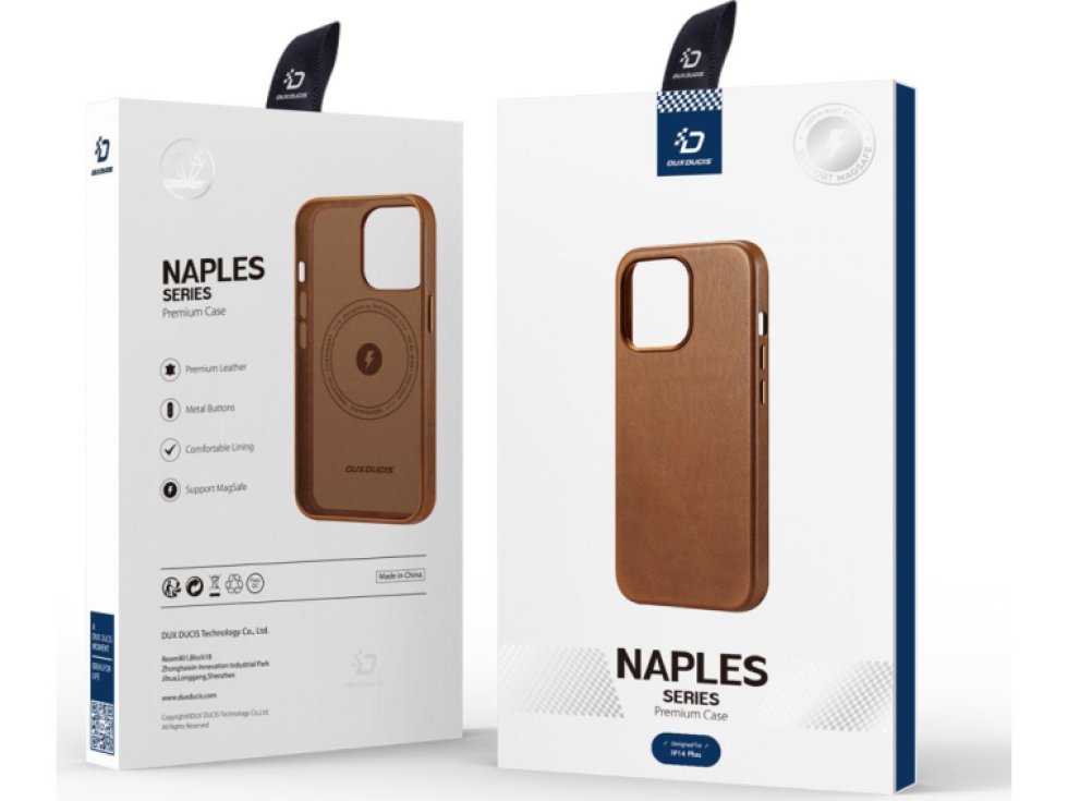 Kožený kryt na iPhone 14 PLUS - DuxDucis, Naples with MagSafe Brown