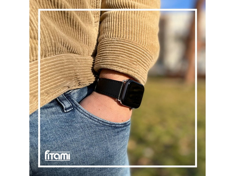 Kožený řemínek s přezkou pro Apple Watch - Černý