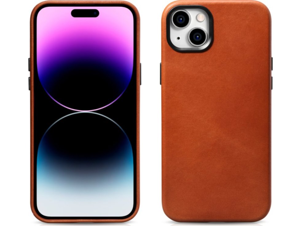 Kožený obal na iPhone 15 - iCarer, OilWax MagSafe Retro WMI15230601-SN