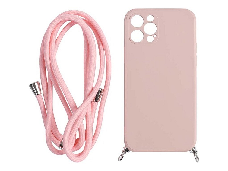 Silikonový obal na iPhone s provázkem - Pink Sand