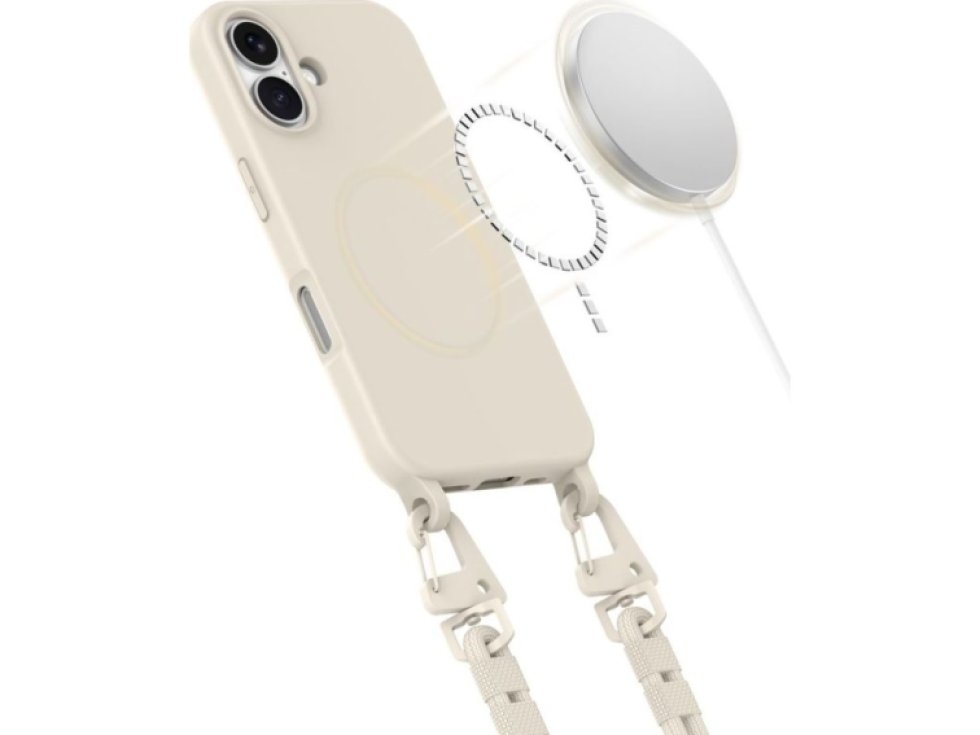 Kryt se šňůrkou na iPhone 16 - Tech-Protect, Magnecklace MagSafe Cosmic Latte