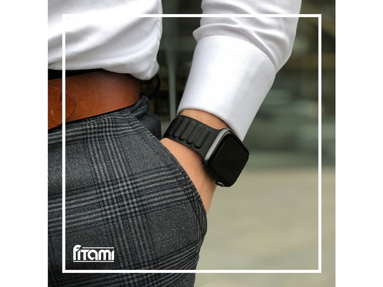 Kožený řemínek s magnetem pro Apple Watch - Černý