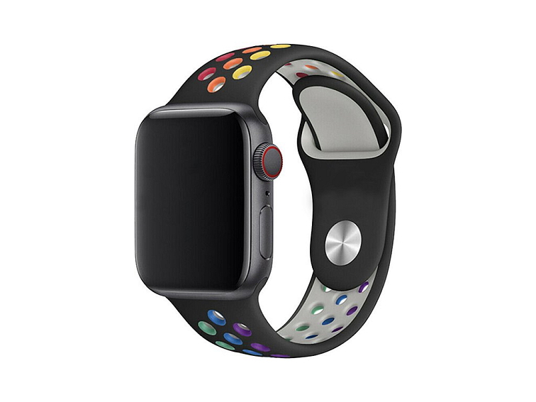 Sportovní řemínek na Apple Watch - Rainbow black
