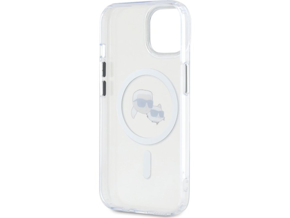 Ochranný kryt na iPhone 15 - Karl Lagerfeld, IML K&CH Heads MagSafe Transparent KLHMP15SHLSKCH