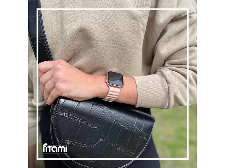 Vroubkovaný řemínek pro Apple Watch - Pink Sand