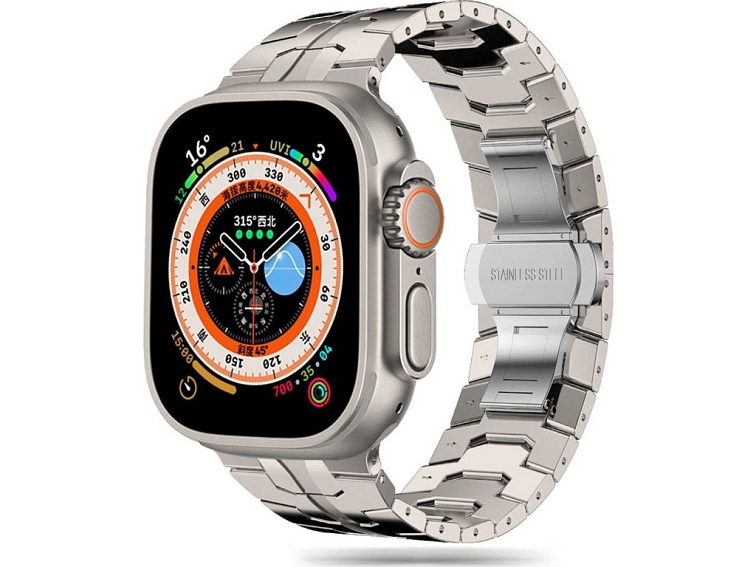 Řemínek na Apple Watch 44mm / 45mm / 46mm / 49mm - Tech-Protect, Stainless Line Titanium