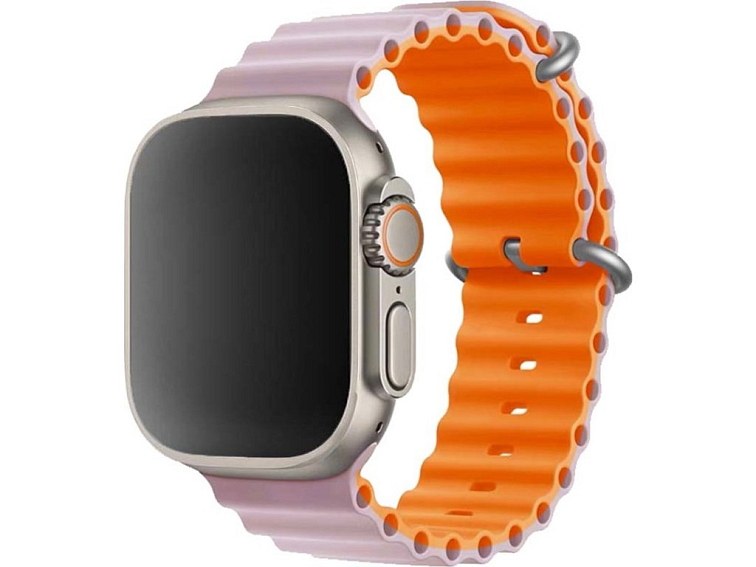 Stylový vroubkovaný řemínek pro Apple Watch - Růžovo-oranžový