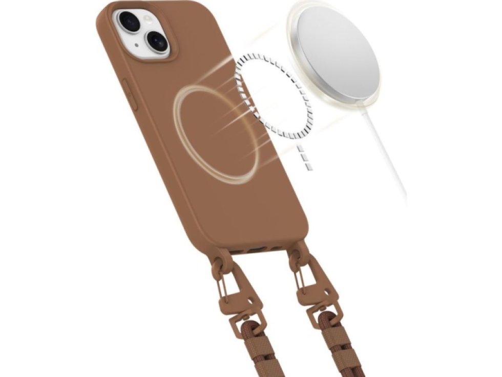 Kryt se šňůrkou na iPhone 13 - Tech-Protect, Magnecklace MagSafe Chocolate Brown
