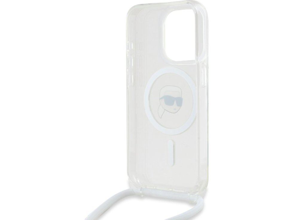 Ochranný kryt na iPhone 15 Pro - Karl Lagerfeld, IML Crossbody Karl Head Magsafe Transparent KLHMP15LHCKHNT