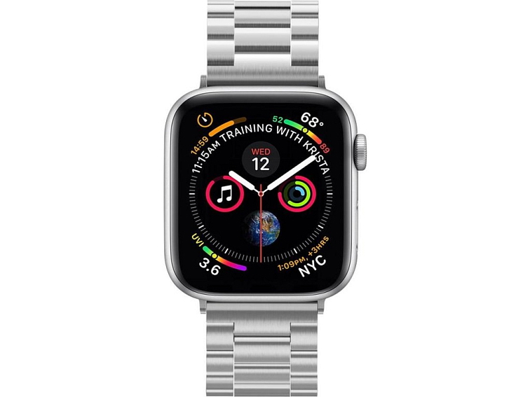 Kovový řemínek pro Apple Watch 44mm / 45mm / 46mm / 49mm - Spigen, Modern Fit Silver 062MP25404
