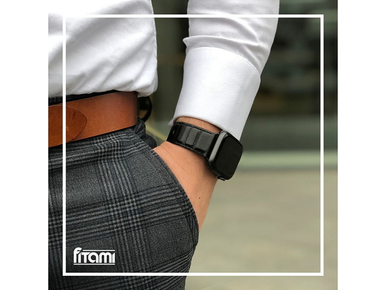 Luxusní kožený řemínek pro Apple Watch - Černý