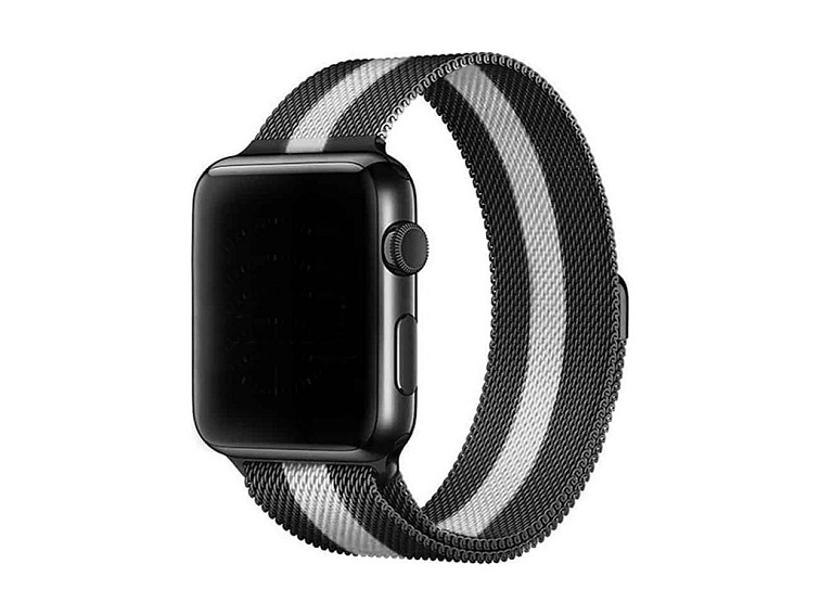Elegantní řemínek pro Apple Watch v milánském stylu - Černo-bílý