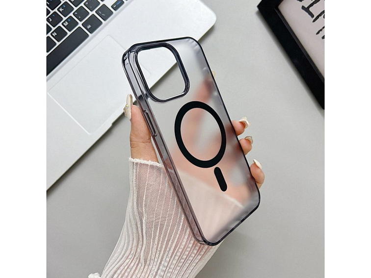 Magsafe průhledně černý kryt pro iPhone 15 Plus