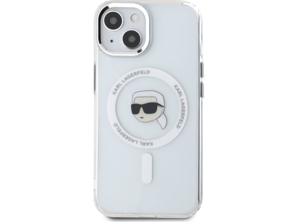 Ochranný kryt na iPhone 15 - Karl Lagerfeld, IML Karl Head MagSafe Transparent KLHMP15SHLSKIH