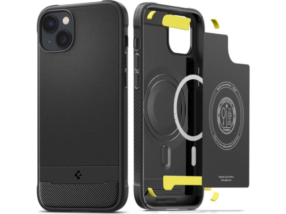 Ochranný kryt pro iPhone 14 - Spigen, Rugged Armor Mag Matte Black