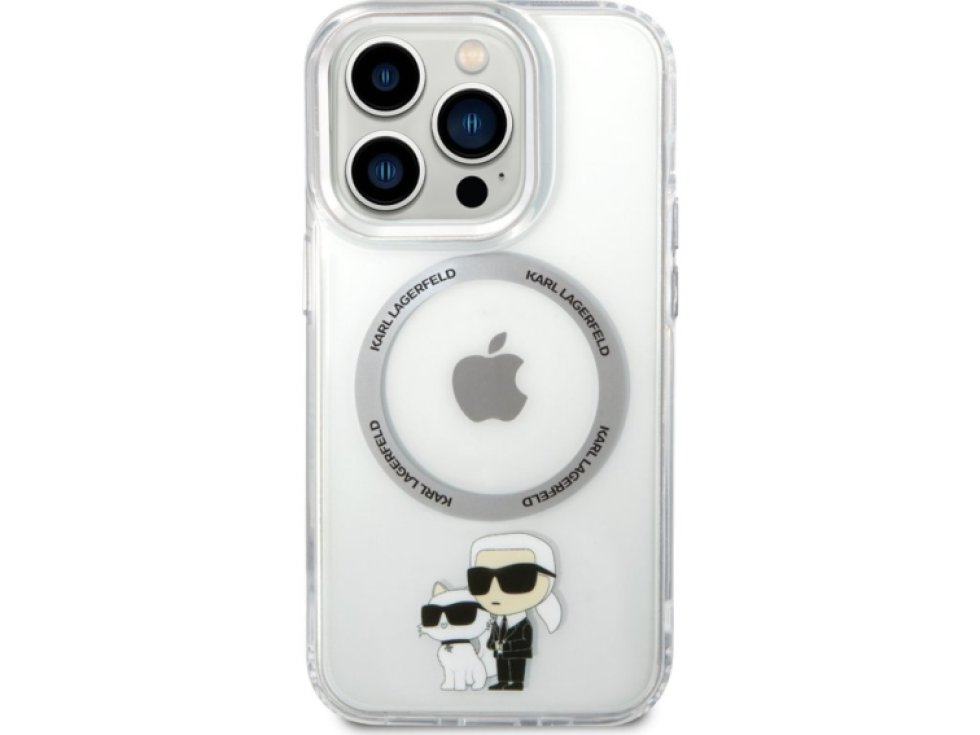 Ochranný kryt pro iPhone 13 Pro - Karl Lagerfeld, IML Karl and Choupette NFT MagSafe Transparent KLHMP13LHNKCIT